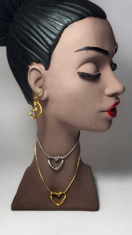 گردنبند و گوشواره قلب دفرمه