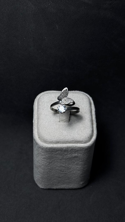 انگشتر استیل پروانه و نگین