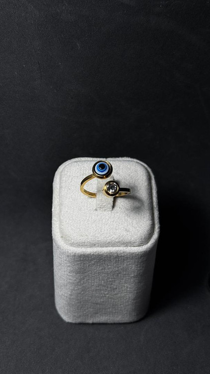 انگشتر استیل چشم و نظر طلایی