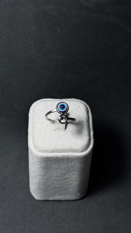 انگشتر استیل چشم و نظر نقره ای